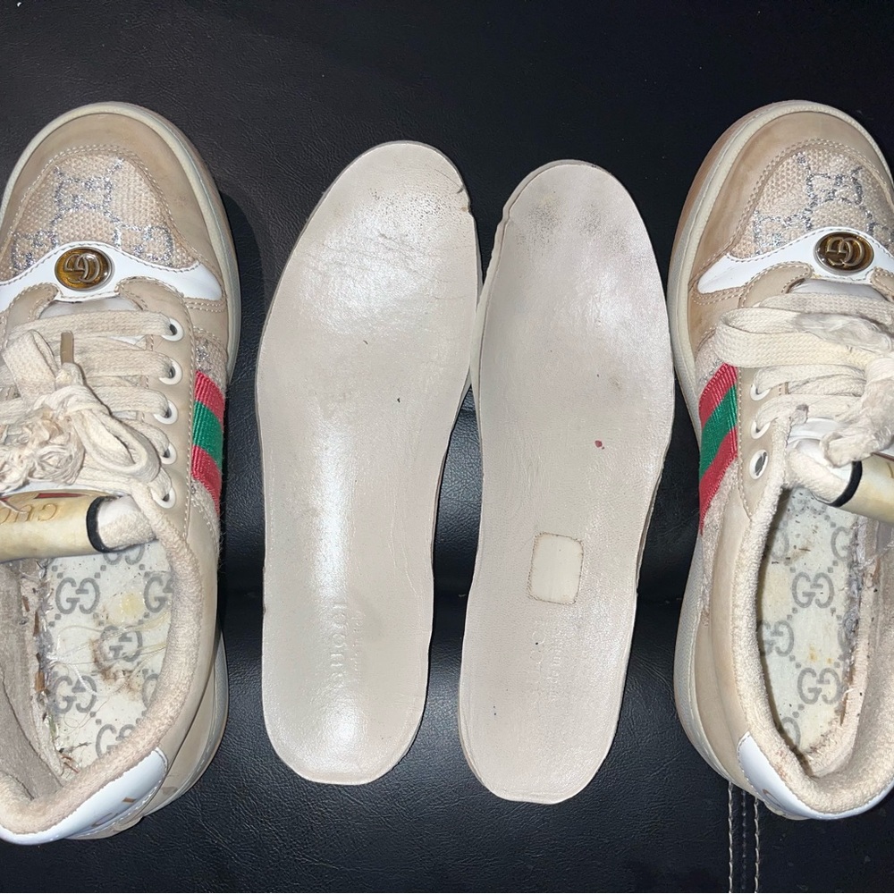 GUCCI Canvas and Suede Screener Sneaker Embellish Womens EU 35.5 US 5.5 - Picture 6 of 8